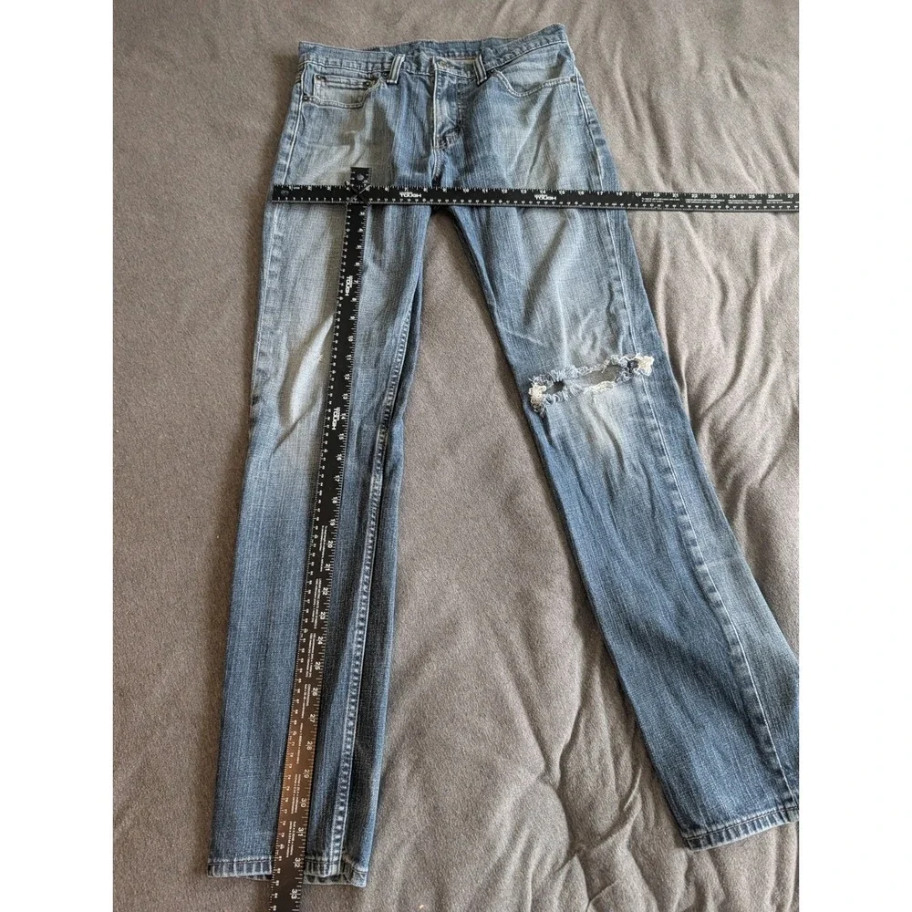 Levis Slim Fit Mens Jeans 32x34 Medium Wash Distressed Denim